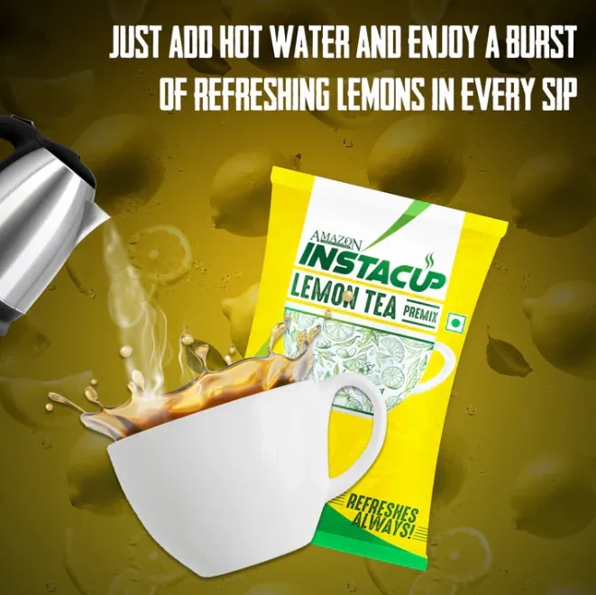 AMAZON Instacup Lemon Tea Premix – Refreshing & Tangy | Instant Hot Drink for Vending Machines – Just Add Water image 1