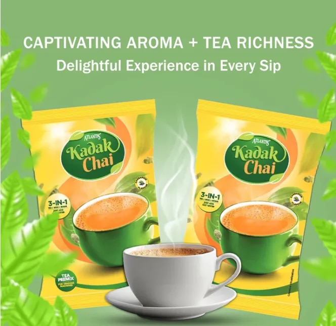 ATLANTIS Kadak 3-in-1 Cardamom Tea Premix – 1kg Pack | Strong & Flavourful Chai for Vending Machines – No Milk or Sugar Needed image 1