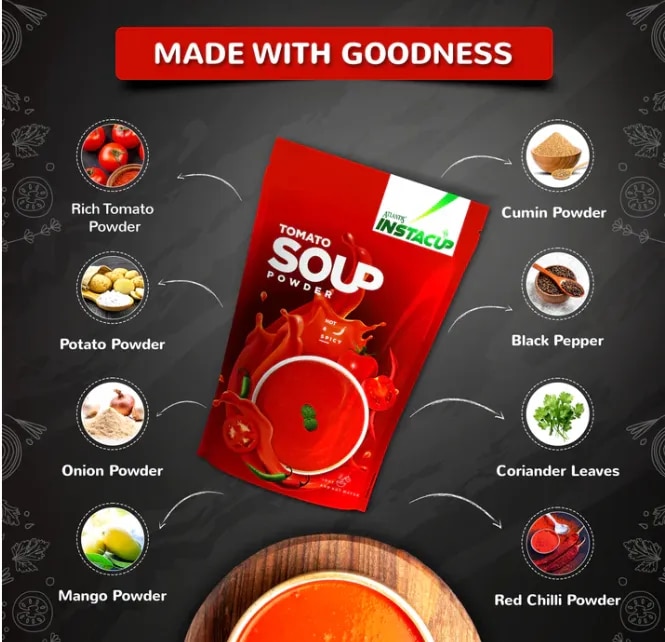 ATLANTIS INSTACUP Hot & Spicy Tomato Soup Premix | 500g | designed for Making Soup in a Vending Machine image 1