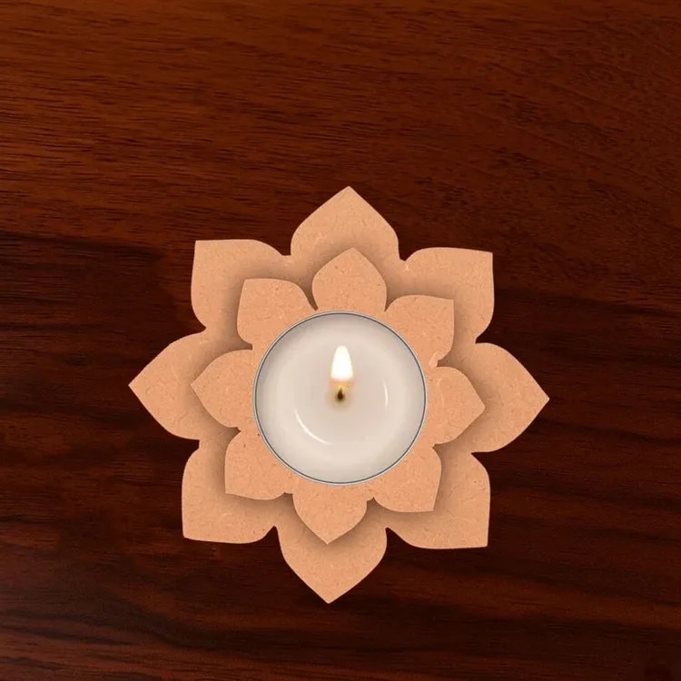 LOTUS SHAPED MDF T-LIGHT HOLDER SET OF 2 image 1