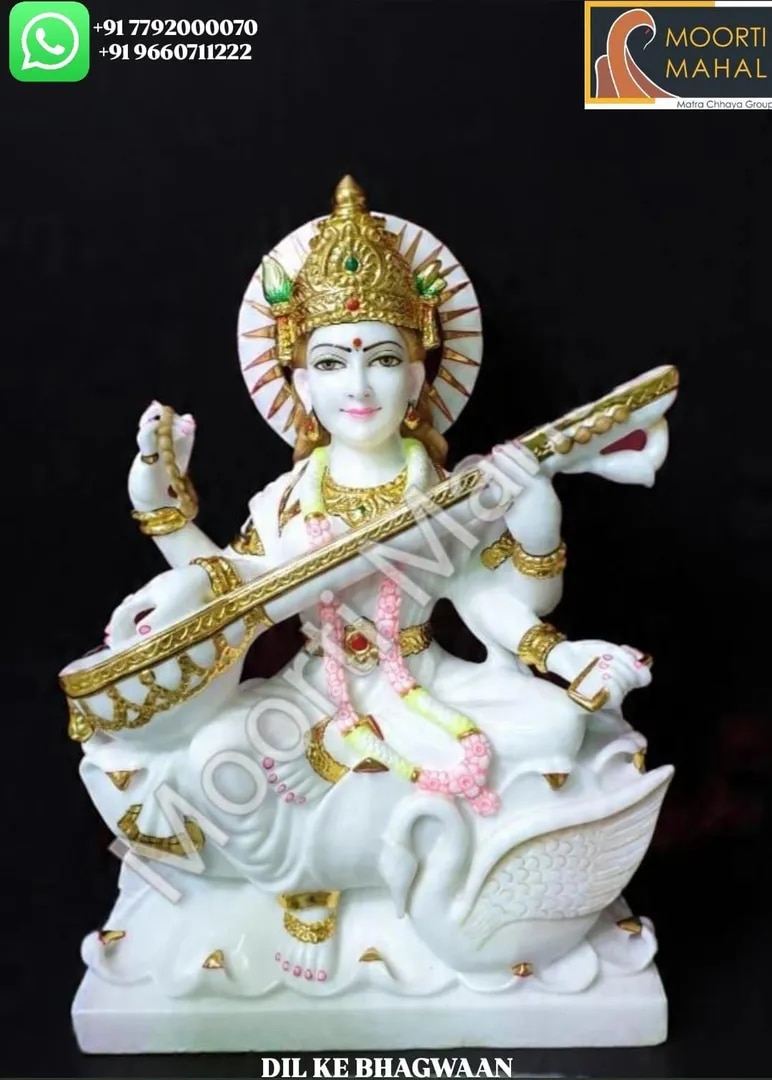 MARBLE SARASWATI STATUE image 1