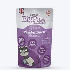 Little Big Paw Hypoallergenic Gourmet Tender Duck Mousse for Cats - 85 GMS - Pack of 12 image 1