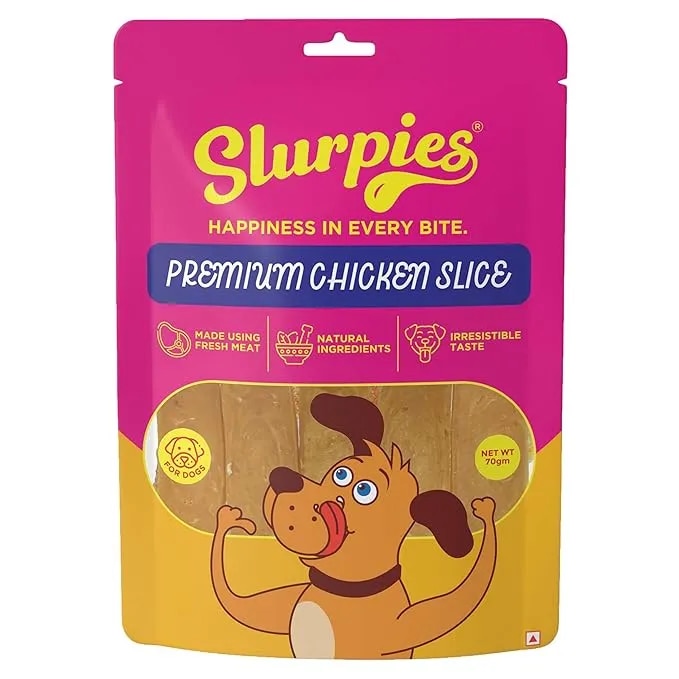 Slurpies Premium Chicken Slice | Natural Dog Treats with Fresh Meat, Natural Flavours and Preservatives | Chicken Jerkies for Dogs image 1
