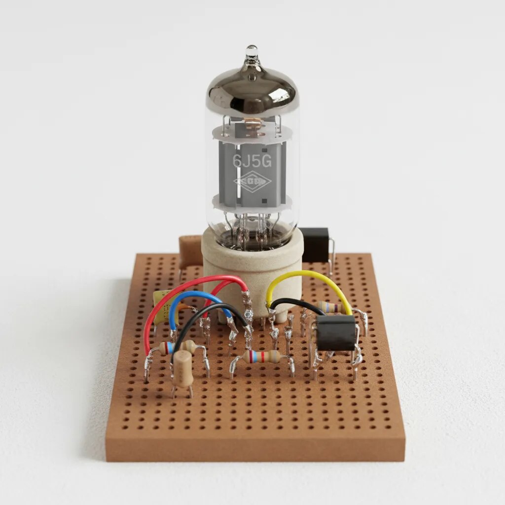 Triode valve (6J5/6C5) on board. image 1
