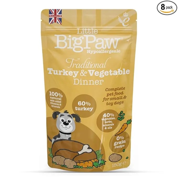 Little BigPaw Traditional Turkey & Vegetable Dinner for Puppy and Small Dogs, Grain Free and Hypoallergenic Dog Wet Food, 150 GMS Each image 1