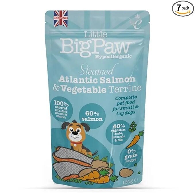 Little Big Paw Atlantic Salmon & Vegetable Dinner For Puppy And Small Dogs, Grain Free And Hypoallergenic Dog Wet Food, 150 Gms Each image 1