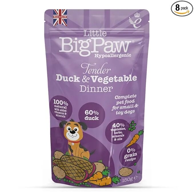 Little Big Paw Tender Duck & Vegetable Dinner for Puppy and Small Dogs, Grain Free and Hypoallergenic Dog Wet Food, 150 GMS Each image 1