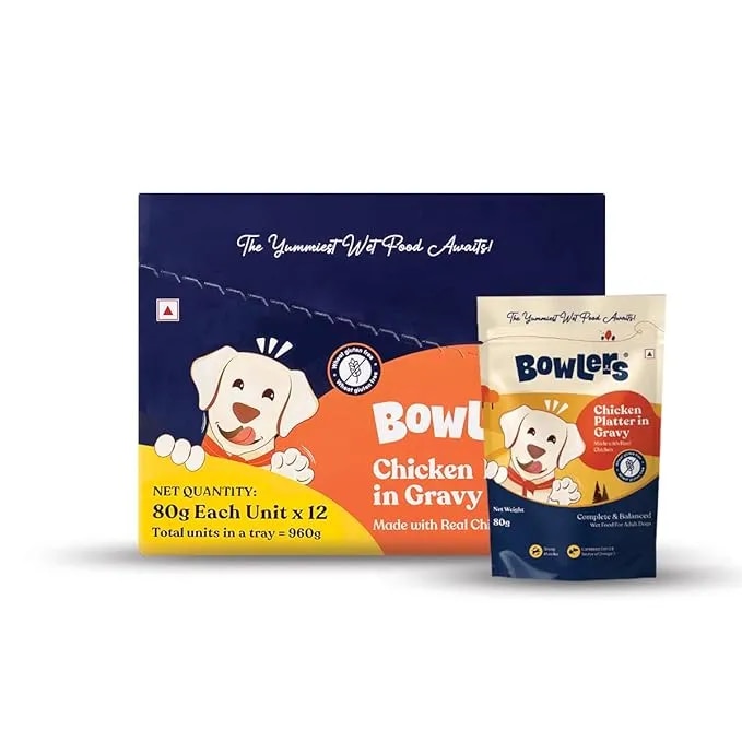 Bowlers Adult Wet Dog Food | Chicken Platter in Gravy |80 GMS| Gluten Free | Supports Hydration | Smooth Digestion & Healthy Coat image 1