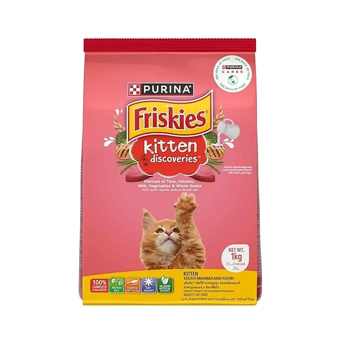 Friskies Kitten Discoveries, 1kg, Contains Tuna, Chicken, Milk, Vegetables & Whole Grain Flavours. image 1
