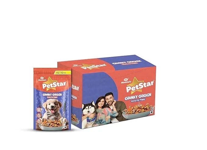 Mankind Petstar Puppy Wet Dog Food (High Protein) Chunky Chicken Gravy, 120g | Made with Real Chicken & Veggies |No Artificial Flavors image 1