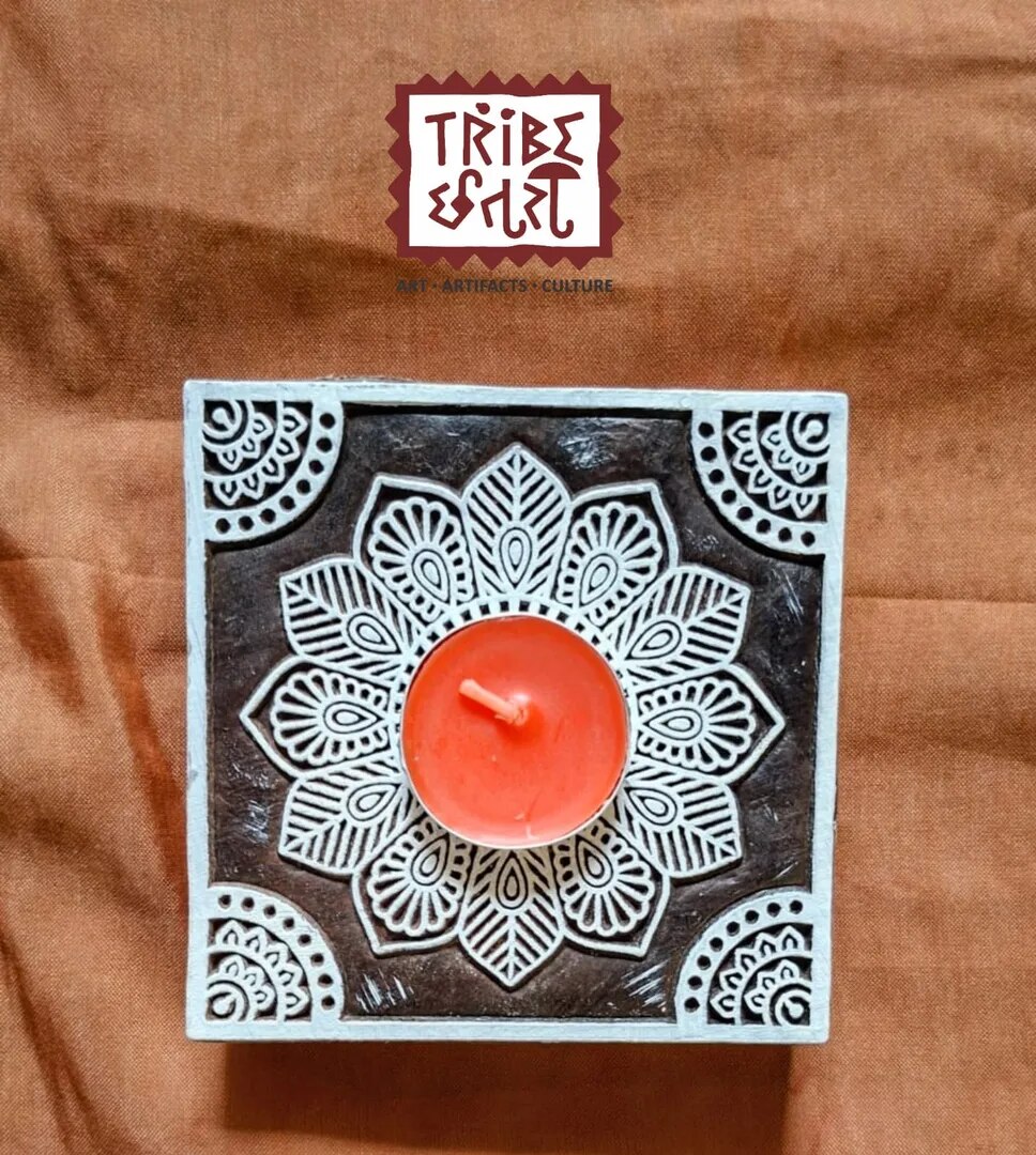 Hand block Tea light Holder image 1
