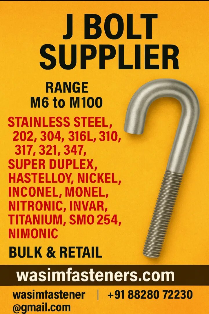 SS 316 J Bolt SS 304 J Bolt SS J Bolt | Stainless Steel J Bolt Manufacturer & Supplier in India image 1
