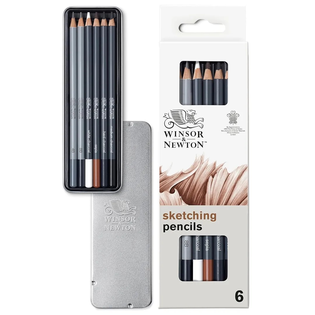 WINSOR & NEWTON STUDIO COLLECTION SKETCHING PENCIL - SET OF 6 IN TIN BOX image 1
