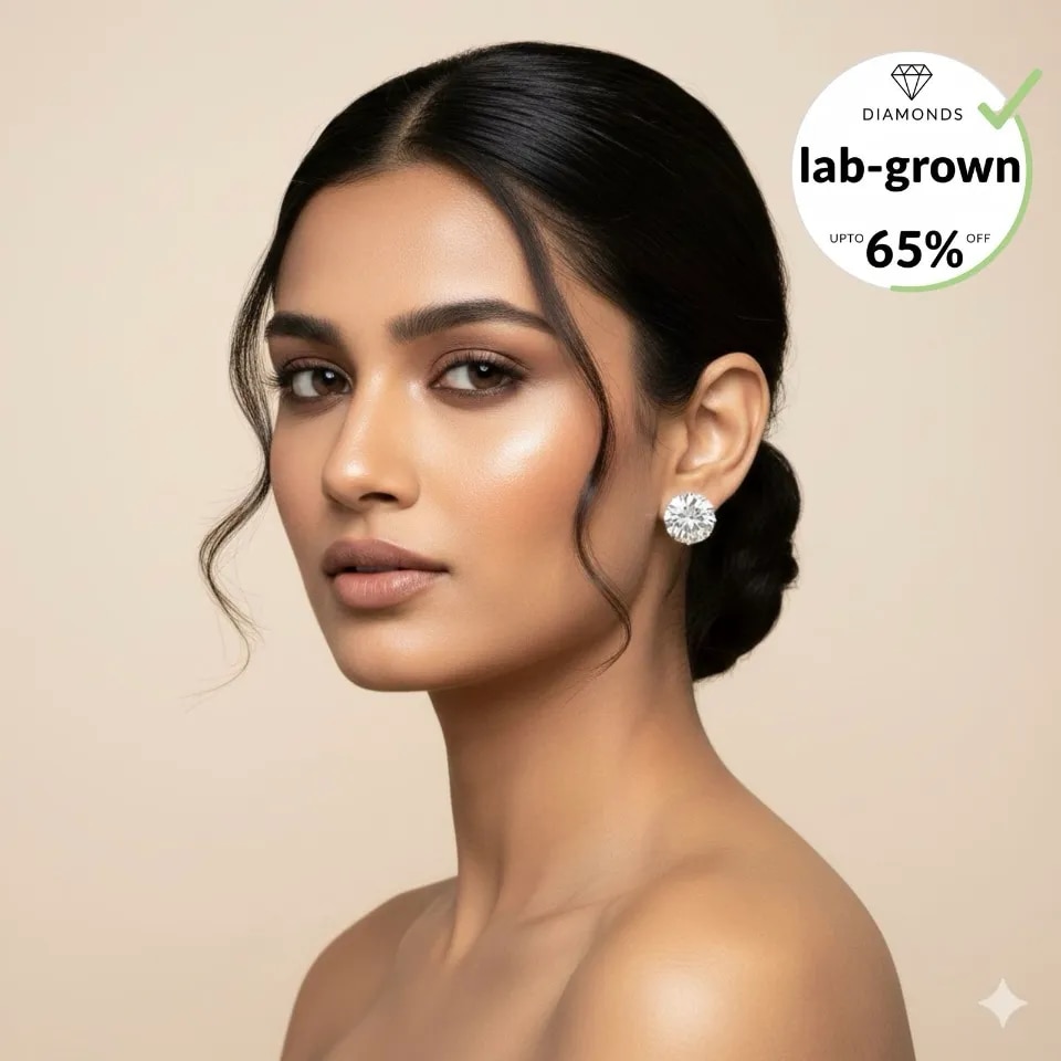 Solitaire Earrings Lab Grown Diamonds image 1