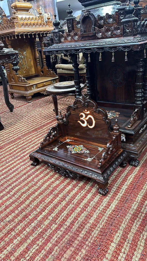 Handcrafted Rosewood Temple with Carvings image 1