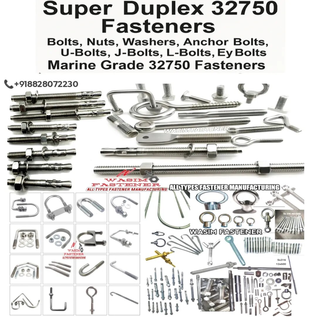 Super Duplex 32750 Fasteners – Bolts, Nuts, Washers, Anchor Bolts, Stud Bolts, U-Bolts, J-Bolts, L-Bolts, Eye Bolts | UNS S32750 / SAF 2507 Fasteners image 1
