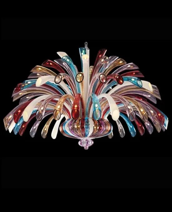 Opaline Crown Glass Chandelier image 1