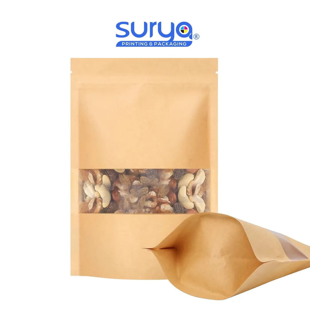 Kraft transparent window Ziplock Inner Foil Stand-Up Pouch image 1