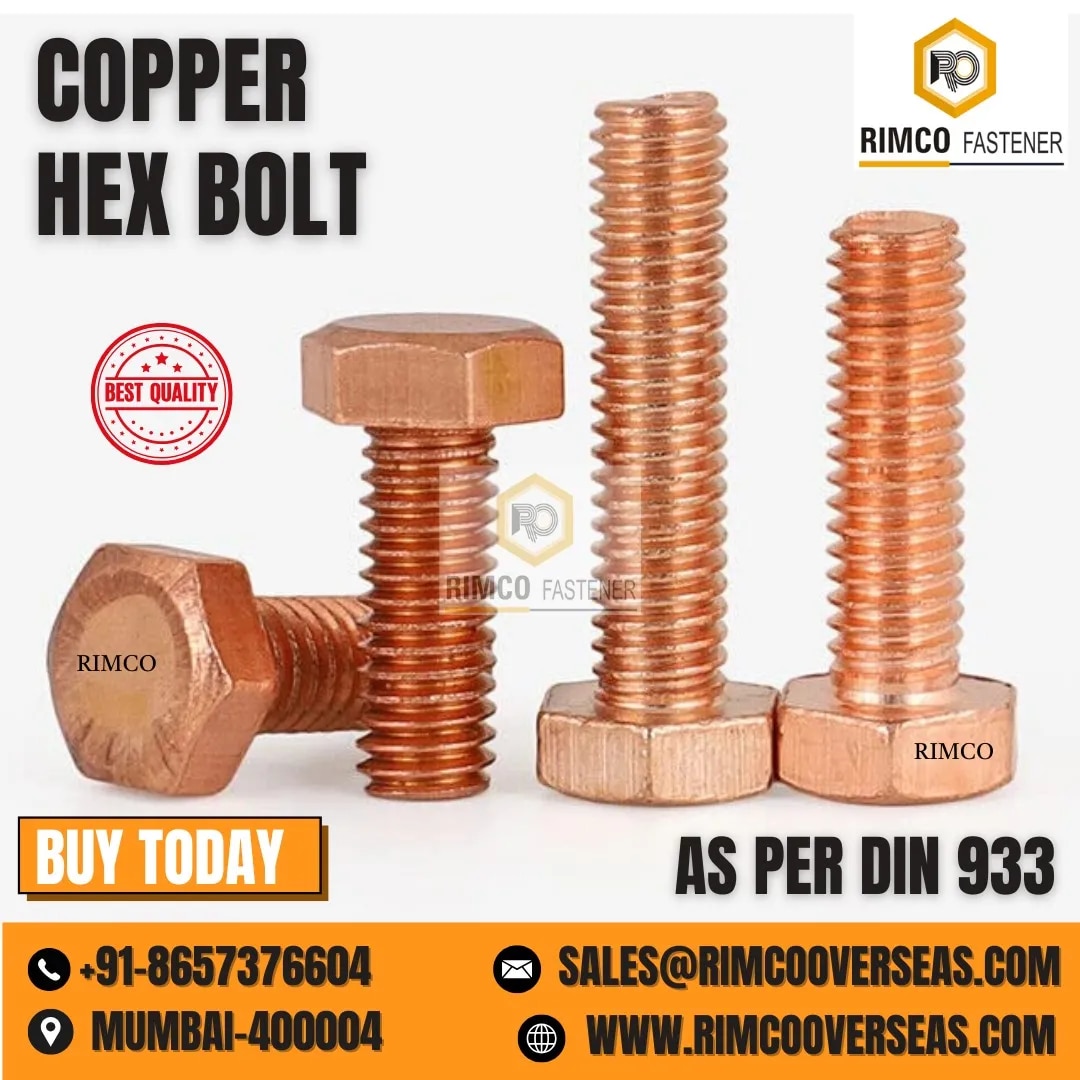COPPER HEX BOLT DIN 933 image 1