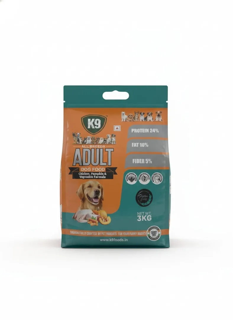 K9 Adult Dog Food for All Breeds With Chicken Pumpkin & Vegetables Formula 3KG image 1