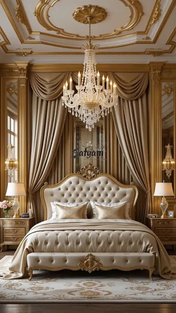 Luxury carved wooden bed image 1