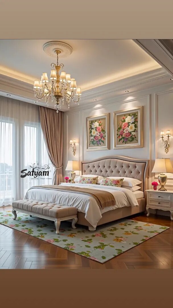 Luxury carved wooden bed image 1