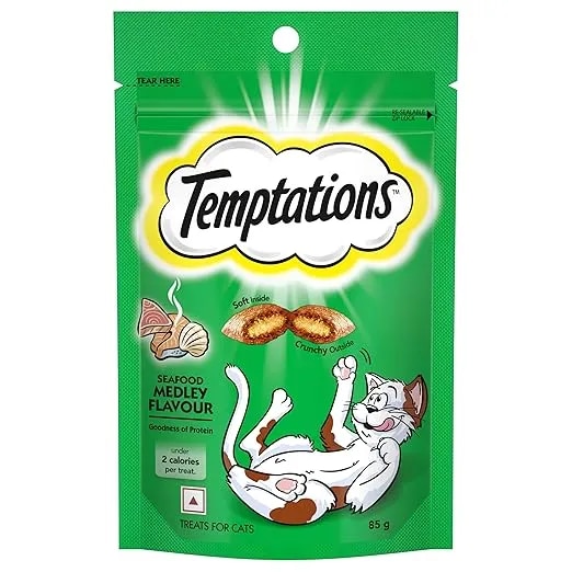Temptations Crunchy Cat Treats, Seafood Medley Flavour, 85 g image 1