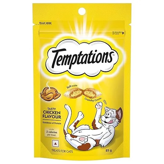 Temptations Crunchy Cat Treats, Tasty Chicken Flavour, 85g image 1