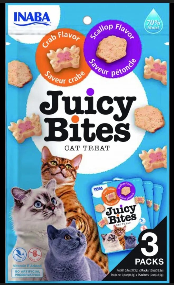 INABA Juicy Bites Scallop and Crab Flavoured Cat Treats 3 packs image 1