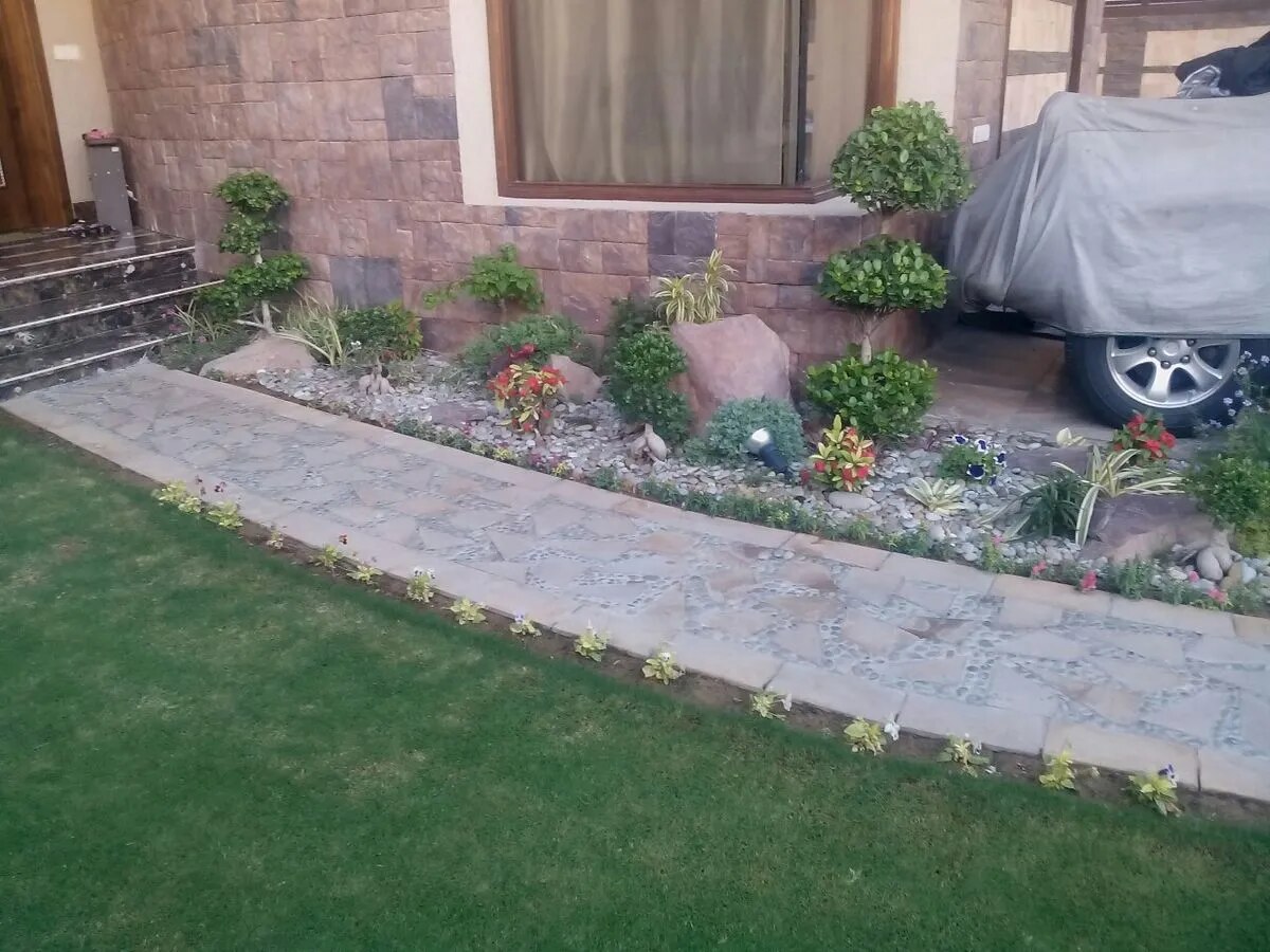 Frontyard Stone Pathway Landscaping Chennai image 1