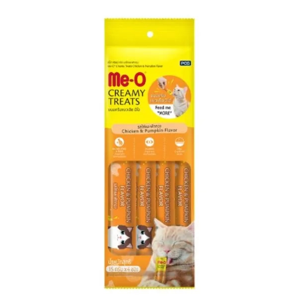 Me-O Creamy Cat Treats Chicken And Pumpkin Flavour 15gm (4 Sticks) image 1