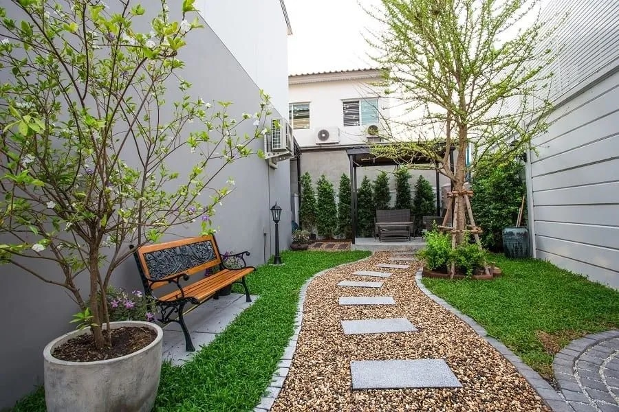 Backyard Stone Pathway Landscaping Chennai image 1