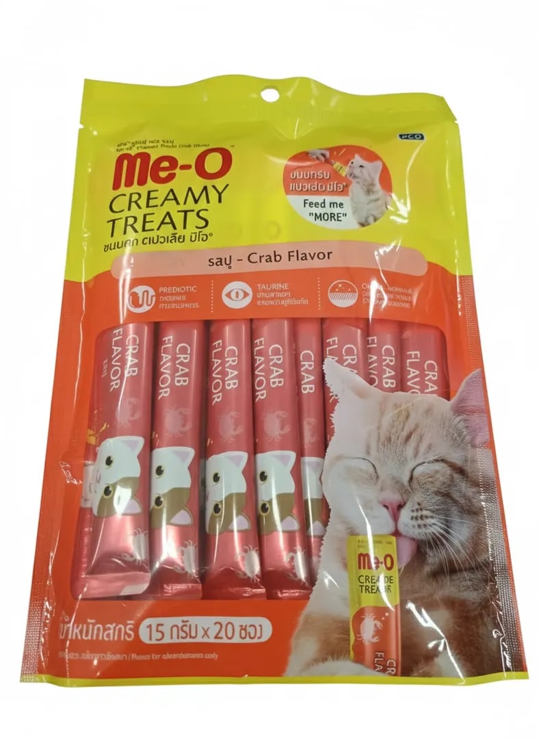 Me-O All Life Stages Creamy Cat Treat Crab Flavor (Pack of 20 Stick) image 1