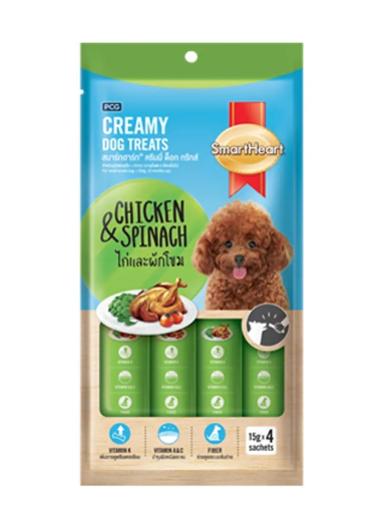 SmartHeart Creamy Dog Treats Chicken & Spinach for Puppy and Dog Pack of 4 image 1