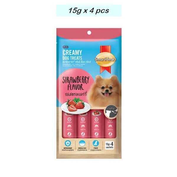 Smart Heart Creamy Dog Treats (Strawberry Flavor)-15g x 4 Sachets image 1