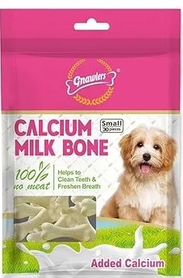 Gnawlers Calcium Milk Bone Dog Treats, Small Size, 30 Pieces, 270g, Meat-Free image 1