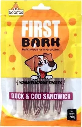 First Bark Duck & Cod Sandwich Dog Treat- 70g image 1