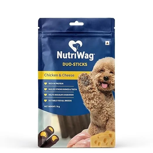 NutriWag Chicken & Cheese Duo Sticks, 70 gm image 1