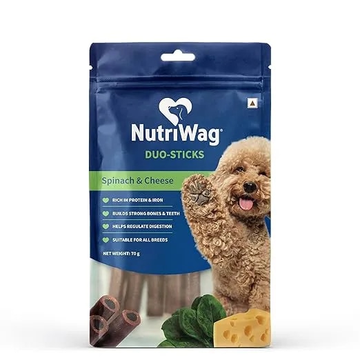 NutriWag Spinach & Cheese Duo Sticks Dog Treats – 70 gm image 1