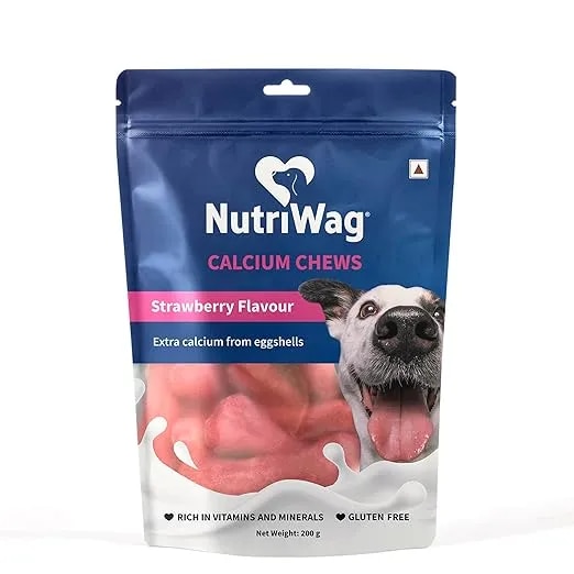 NutriWag Strawberry Calcium Chew Bones Dog Treats – 200 gm image 1