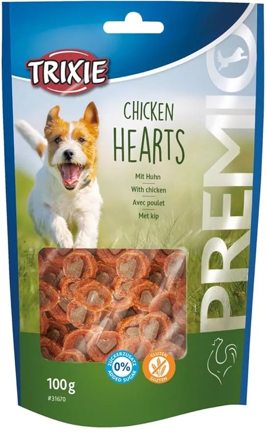 Trixie Premio Dog Treats,100 gm, (Chicken Hearts) image 1