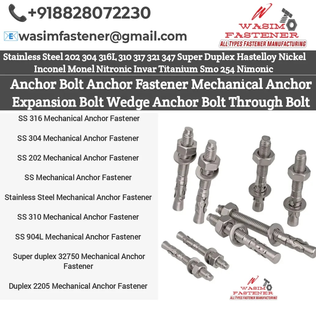 Stainless Steel Mechanical Anchor Fastener – SS 202 / SS 304 / SS 316 / SS 310 / SS 904L / Duplex 2205 / Super Duplex 32750 | High-Strength Concrete Fixing Anchor image 1