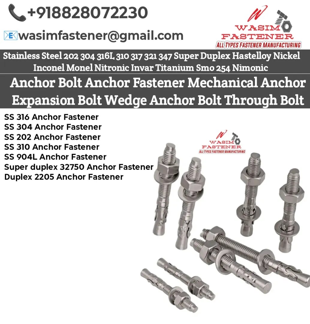 Stainless Steel Anchor Fastener – SS 202 / SS 304 / SS 316 / SS 310 / SS 904L / Duplex 2205 / Super Duplex 32750 | Heavy Duty Concrete Mechanical Expansion Fastener image 1