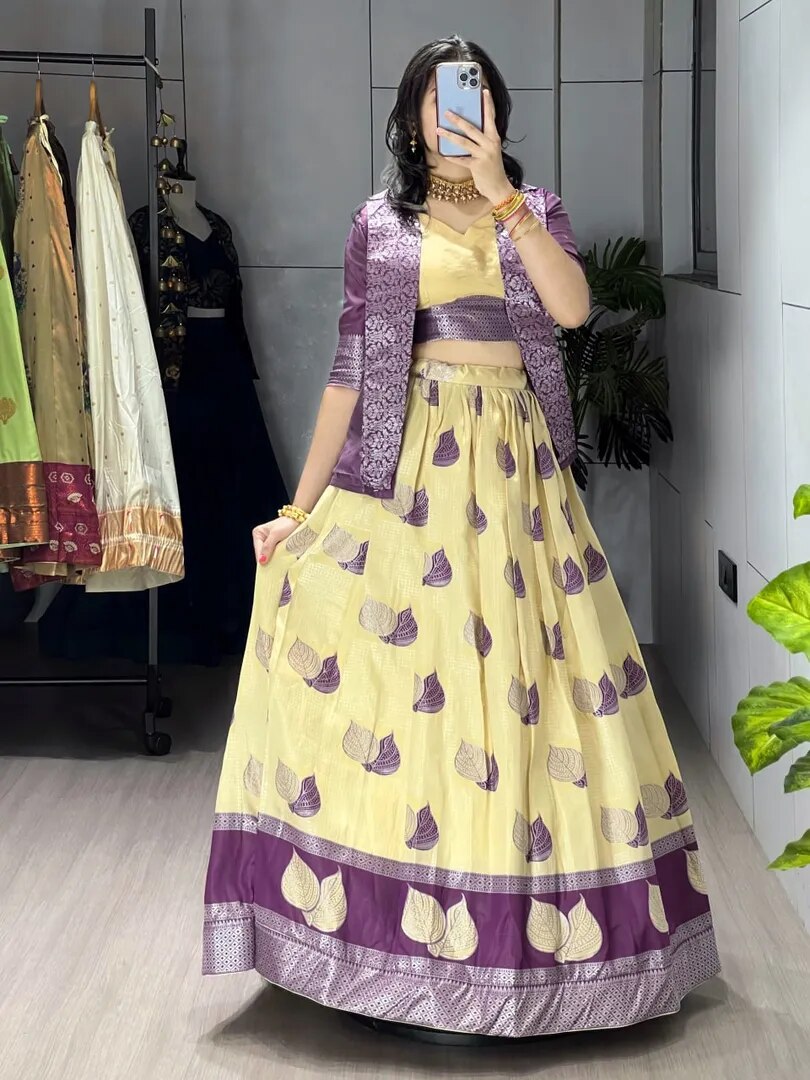 Rich silk Koti jacket Lehenga Sets image 1