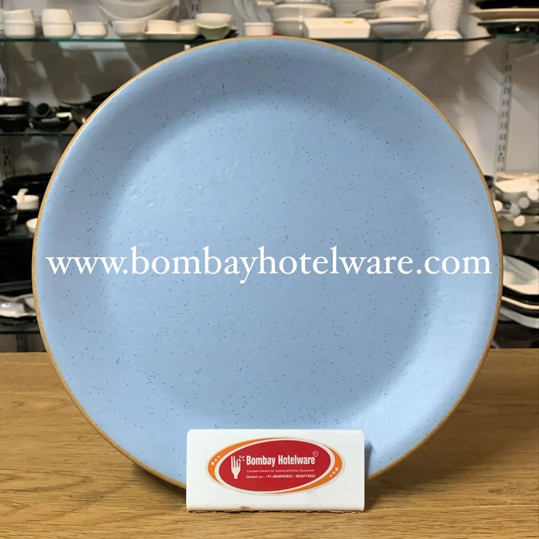 Two Tone Round Dinner Plate 11" - Aqua Blue image 1