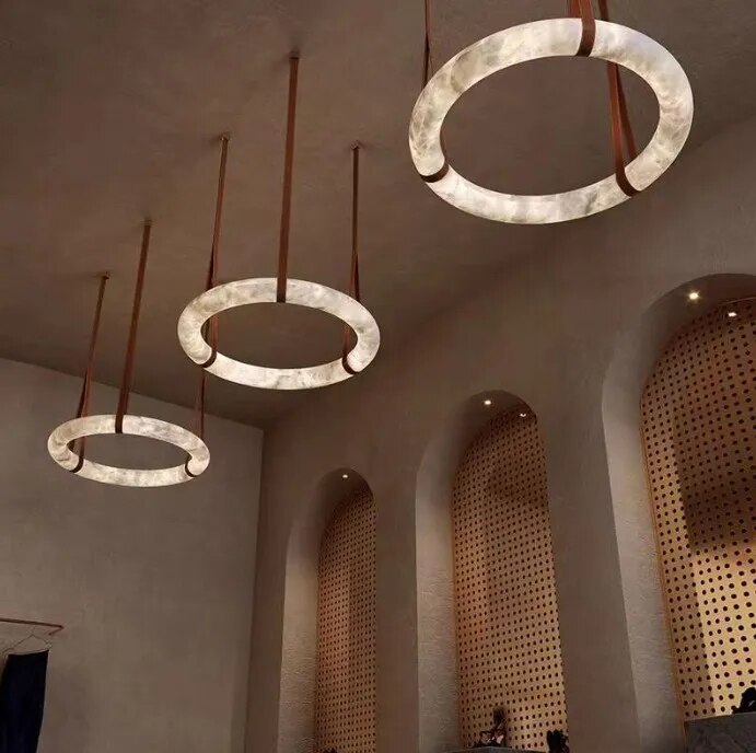 Modern Marble designer round LED chandelier image 1