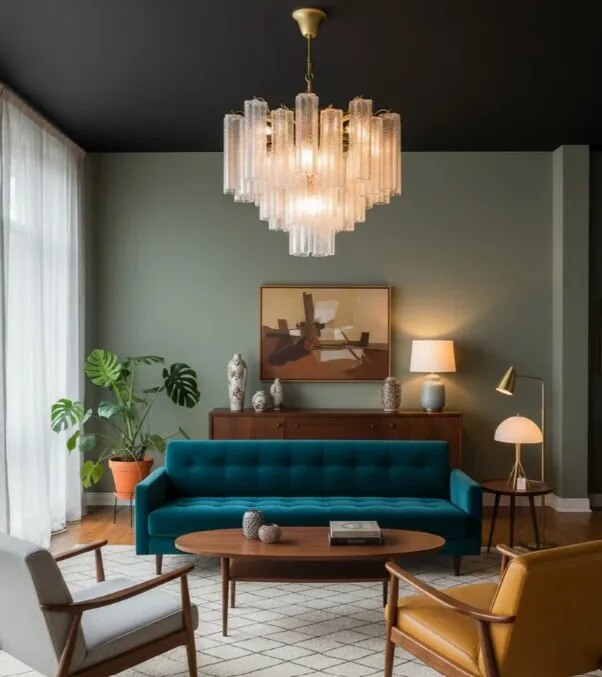 Modern Round Glass Chandelier image 1