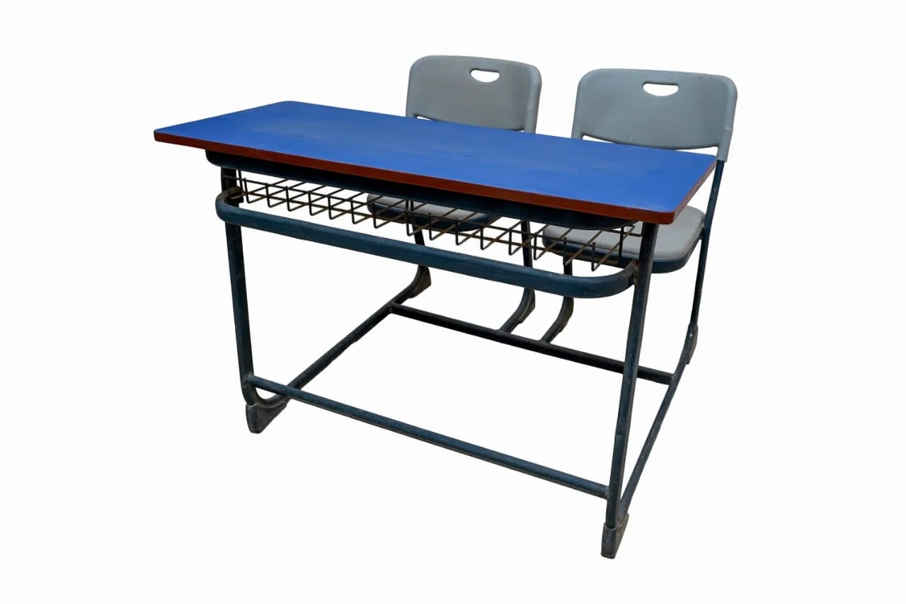 2 Seater Plywood Chair with Desk image 1