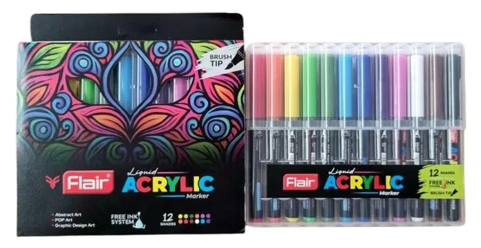 FLAIR Liquid Acrylic Marker 12 Assorted Shades image 1