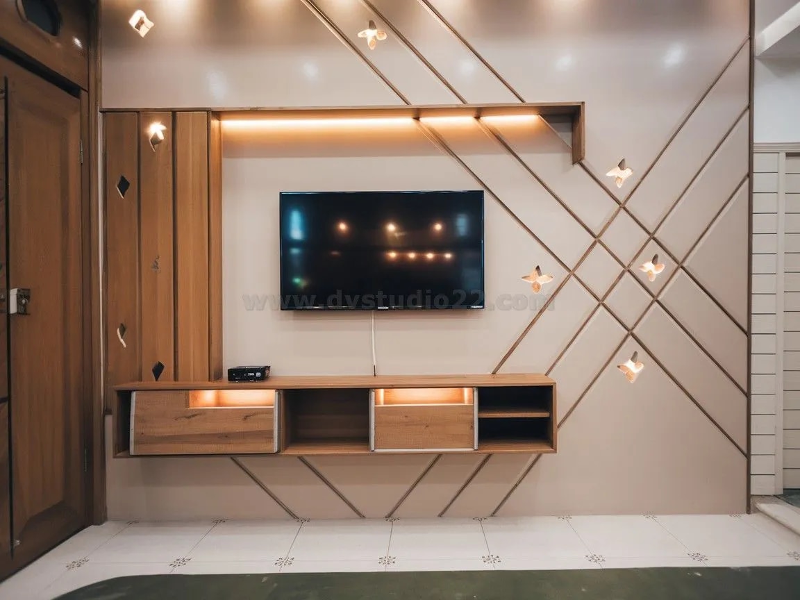 Contemporary TV Unit Wall Paneling in Chennai image 1